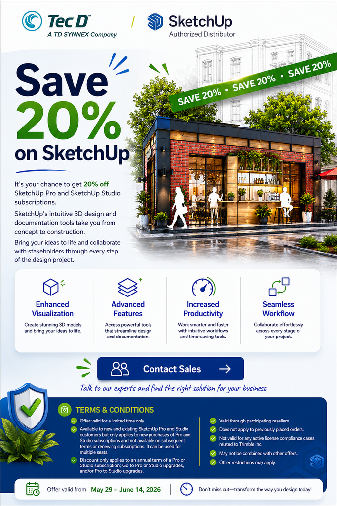 Save 20% on SketchUp Pro & Studio – Limited-Time Offer, valid until 14th June 2026